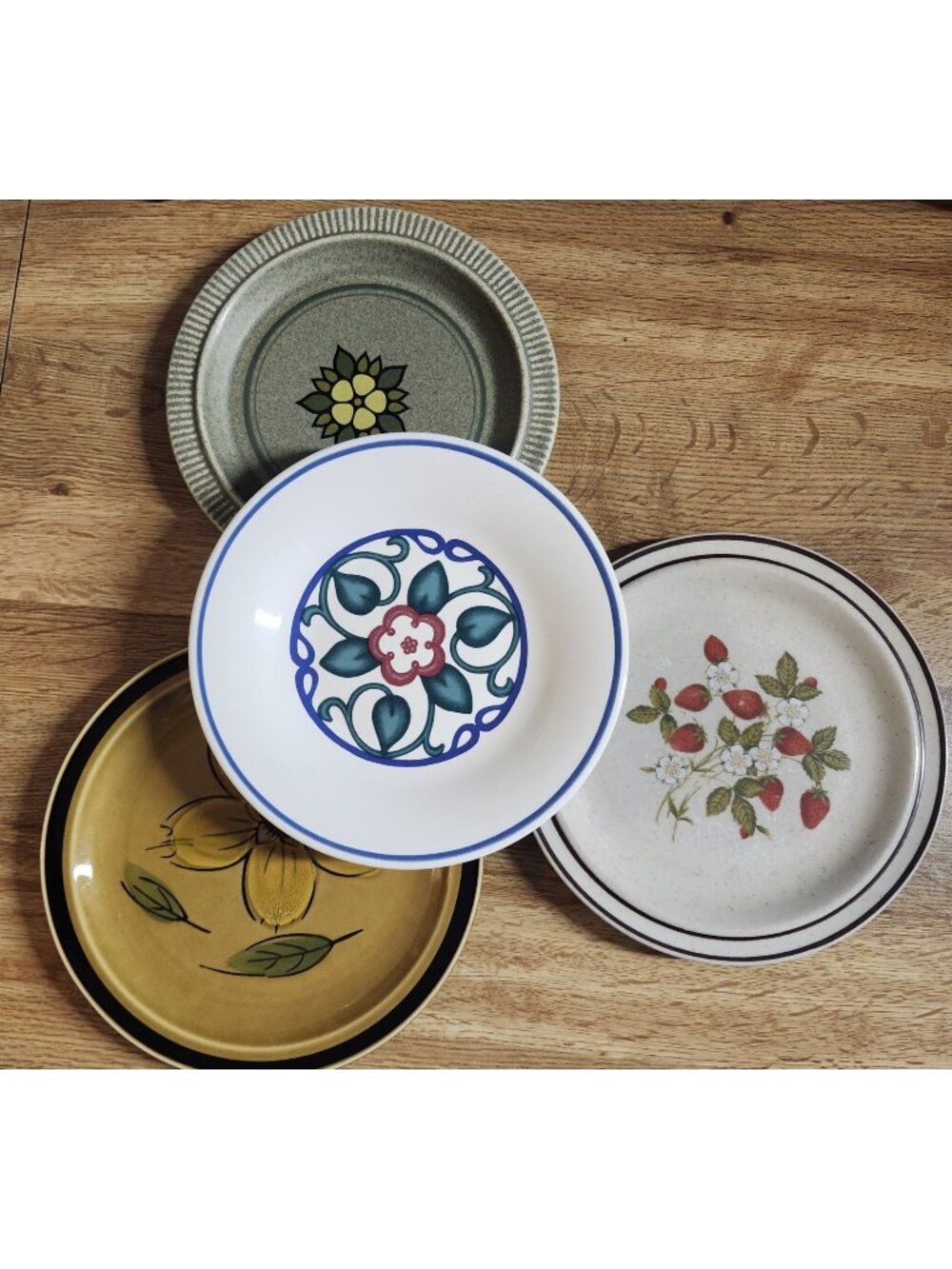 Mismatched Stoneware Plates 7-8" Lunch Salad Set of 4